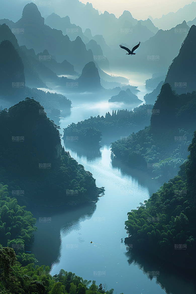 桂林山水阳朔山川摄影图