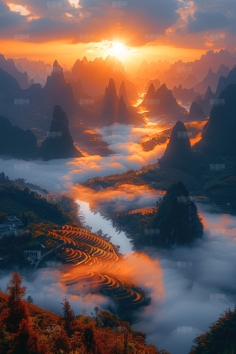 桂林山水旅游风光摄影图