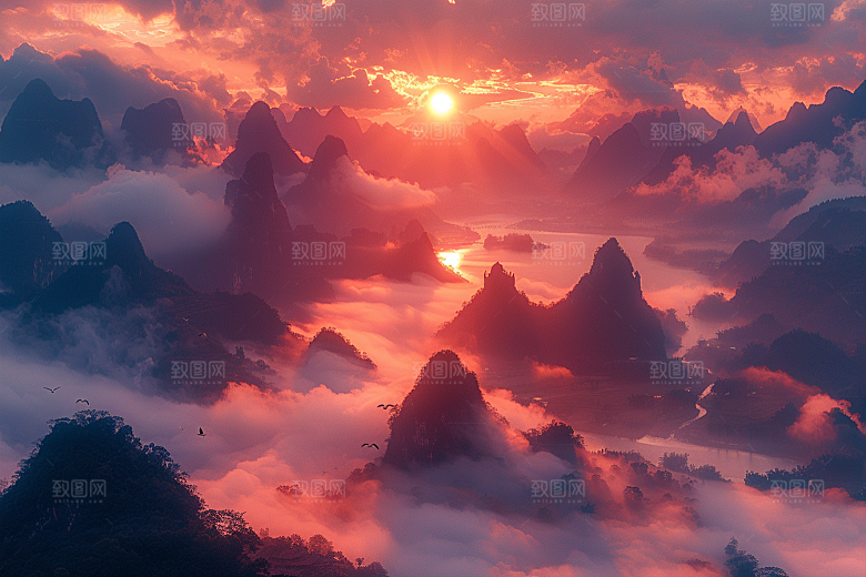 桂林山水漓江精致摄影图