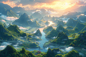 桂林山水自然旅游摄影图