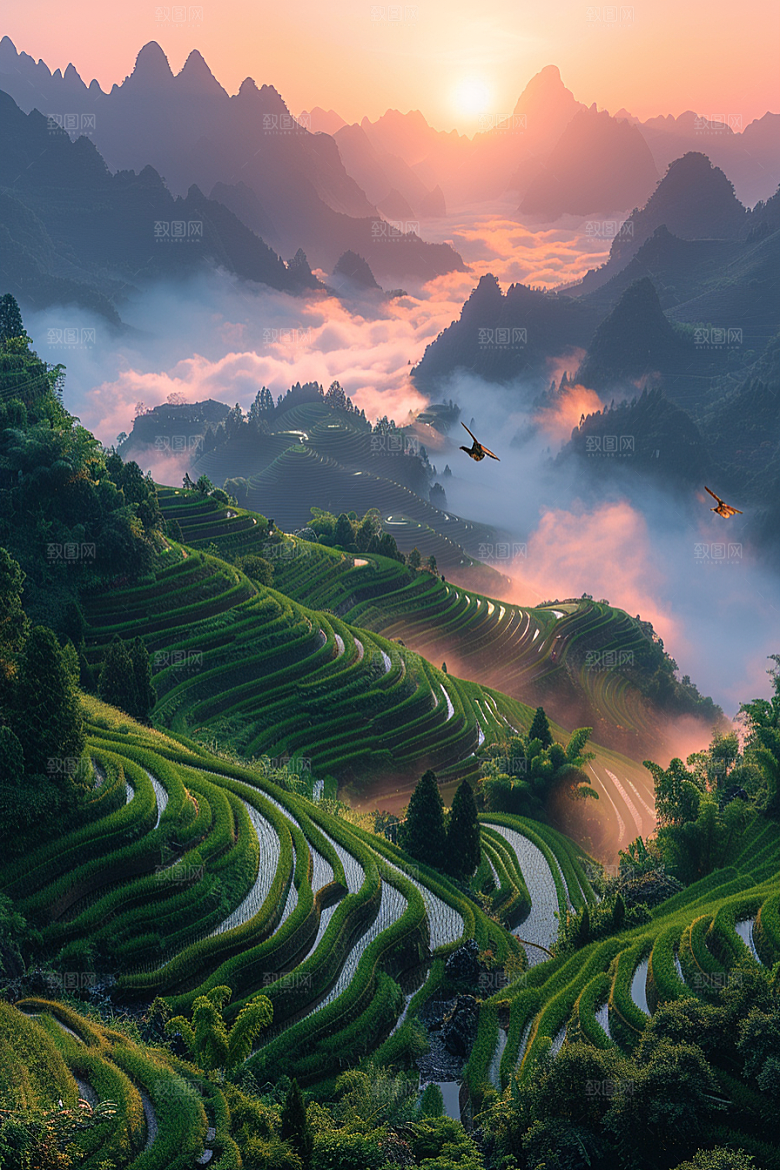 桂林山水漓江风光摄影图