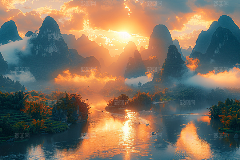 桂林山水唯美旅行摄影图
