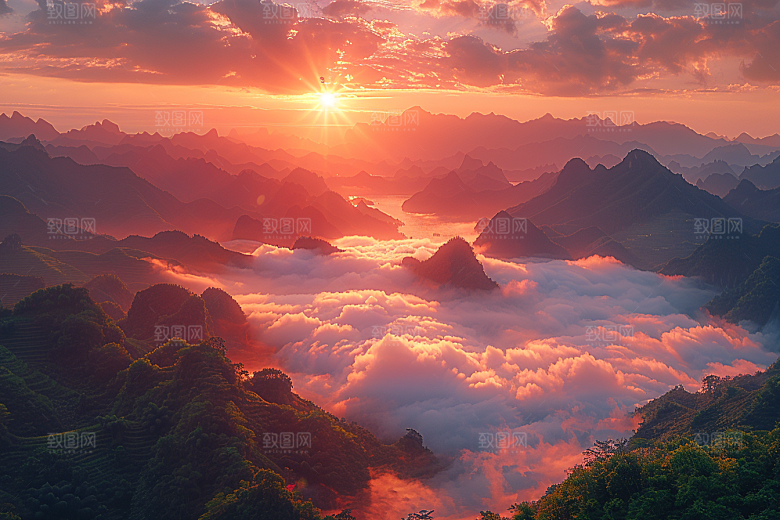 桂林山水唯美喀斯特地貌摄影图