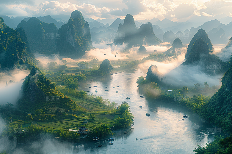 桂林山水精致旅游摄影图