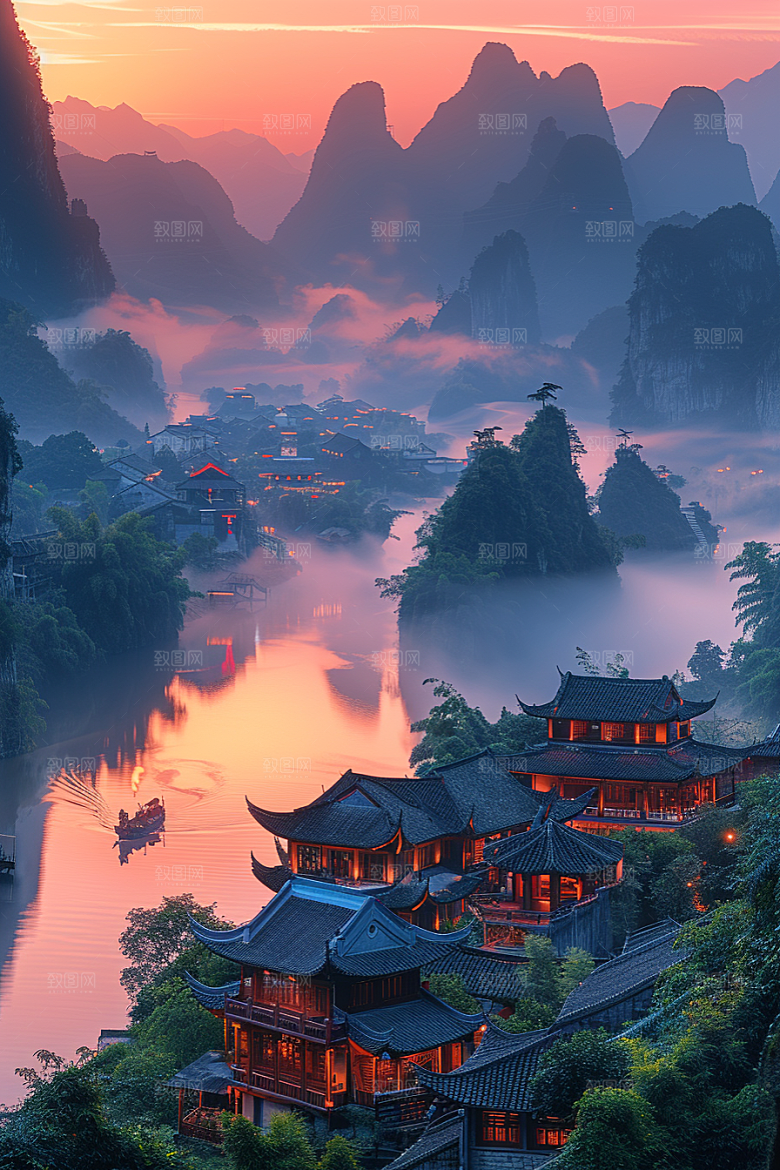 桂林山水旅行广西摄影图
