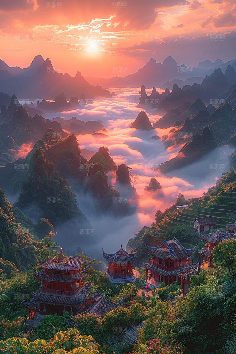 桂林山水喀斯特地貌高清摄影图