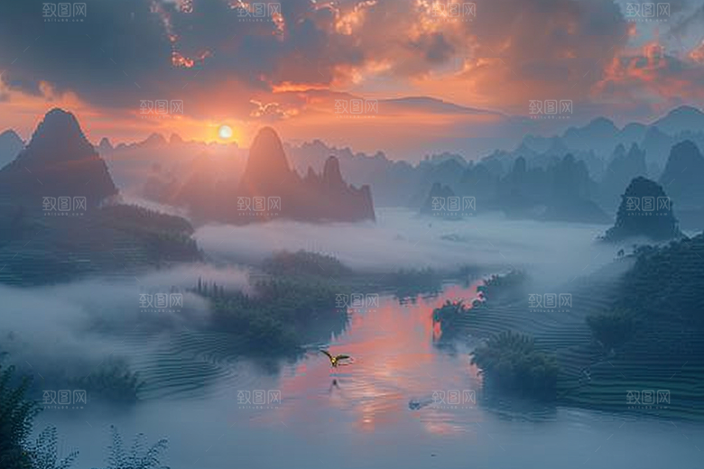桂林山水旅行山川摄影图