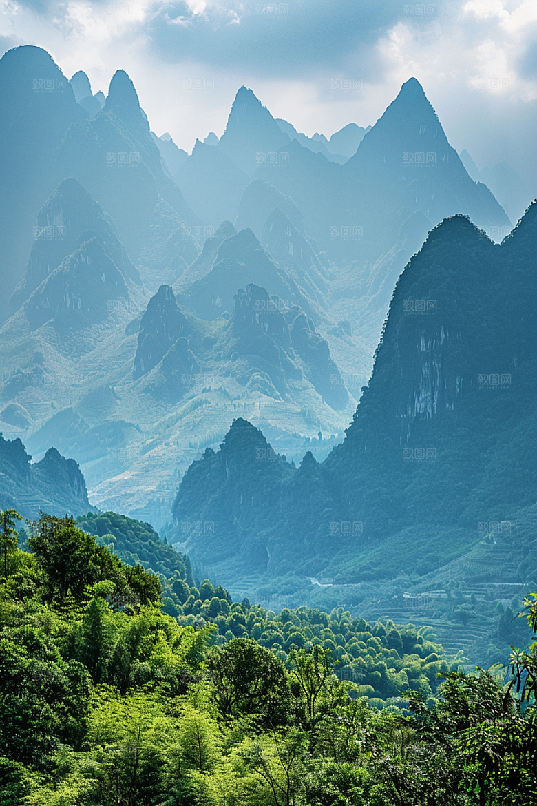 桂林山水旅游阳朔摄影图