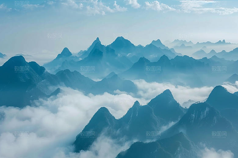 桂林山水河流大气摄影图