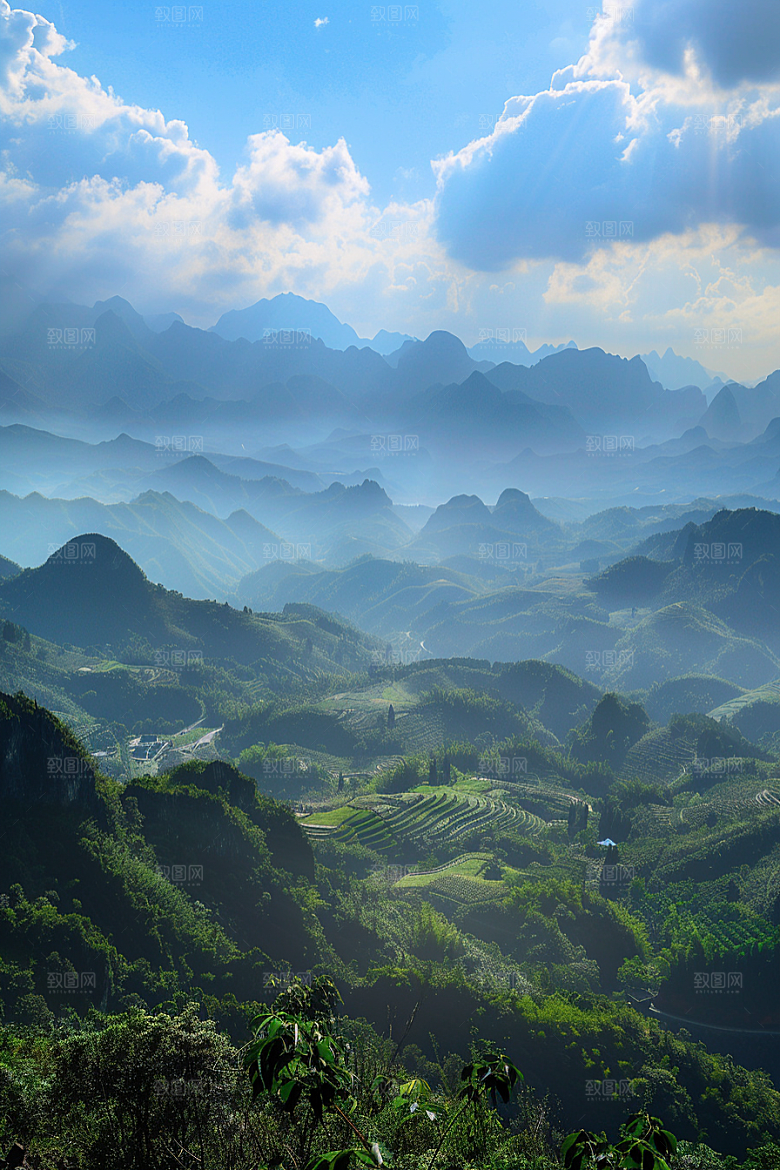 桂林山水阳朔河流摄影图