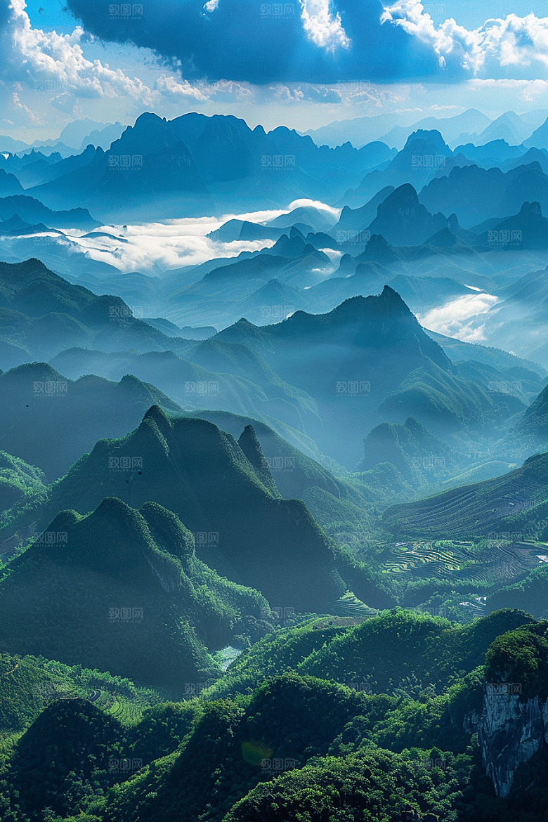 桂林山水喀斯特地貌阳朔摄影图