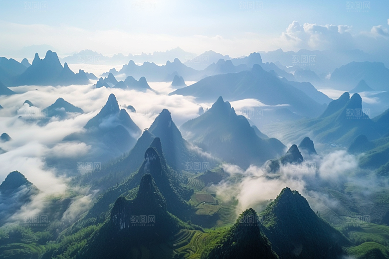 桂林山水喀斯特地貌漓江摄影图