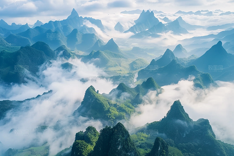 桂林山水喀斯特地貌自然摄影图
