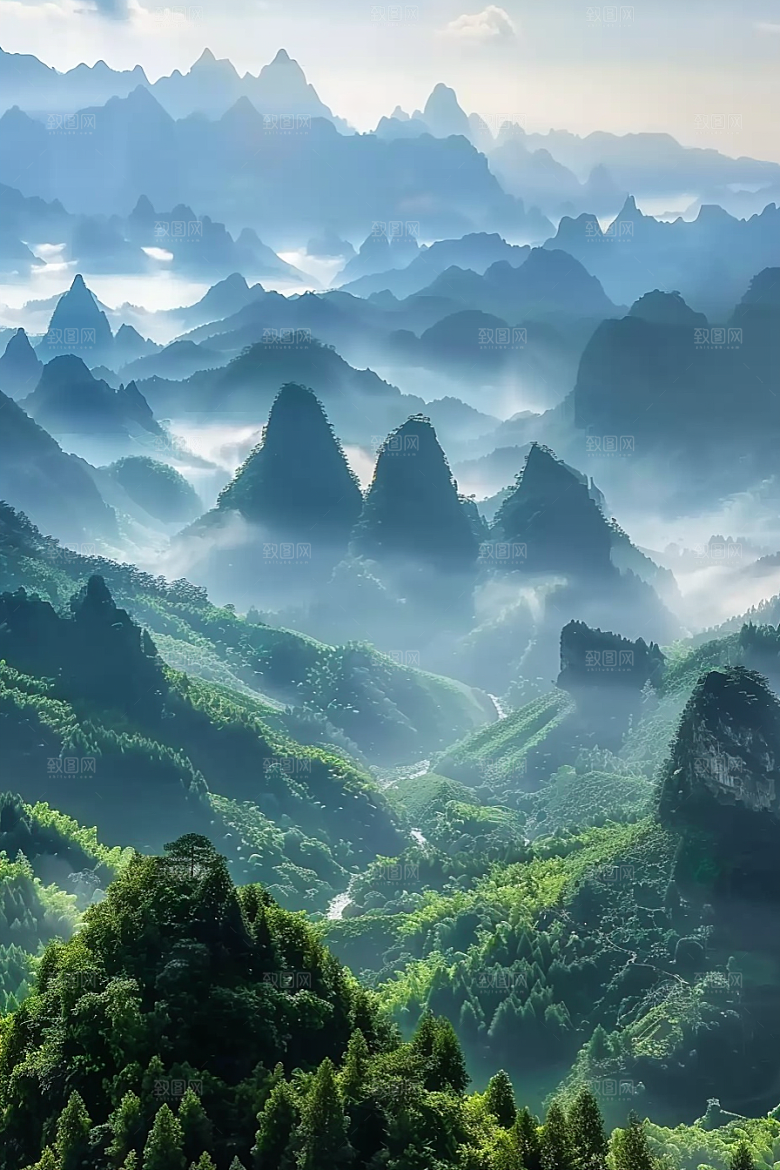 桂林山水喀斯特地貌旅行摄影图