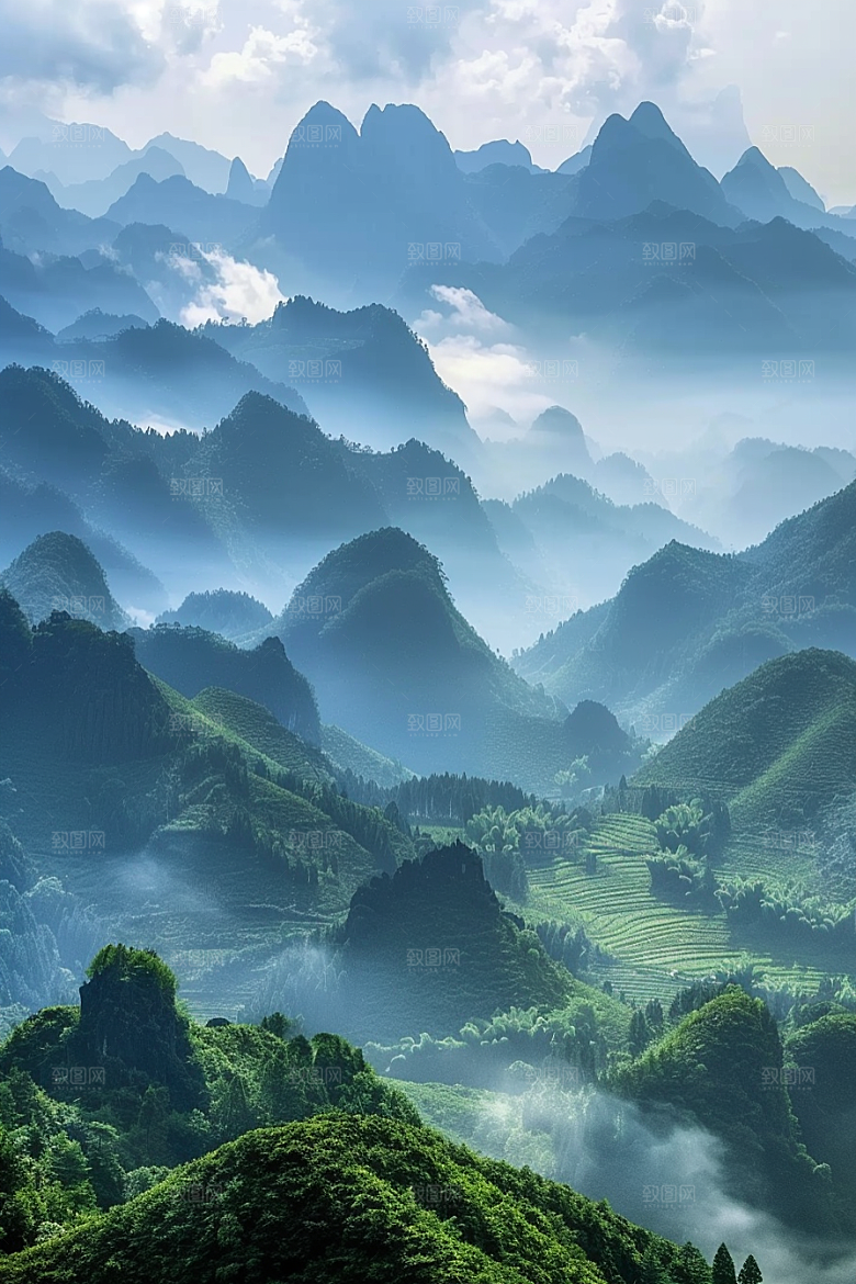 桂林山水漓江喀斯特地貌摄影图
