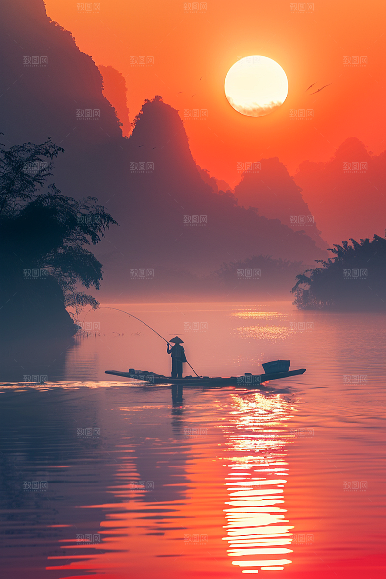 桂林山水风光喀斯特地貌摄影图