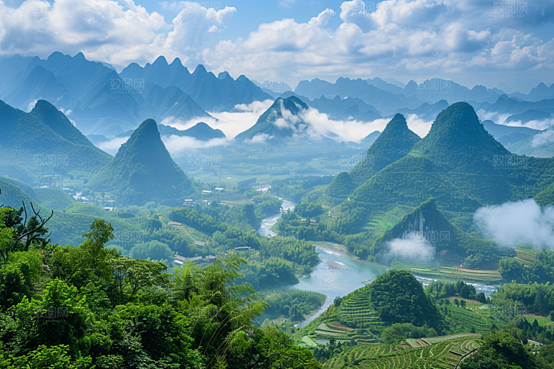 桂林山水喀斯特地貌高清摄影图