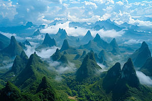 桂林山水喀斯特地貌漓江摄影图