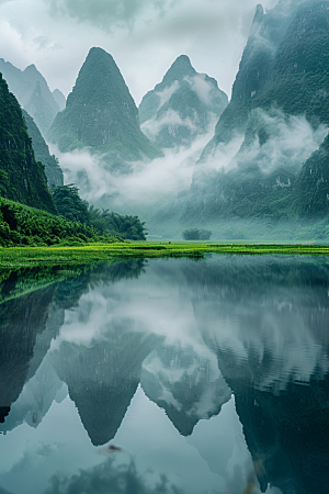桂林山水旅游河流摄影图