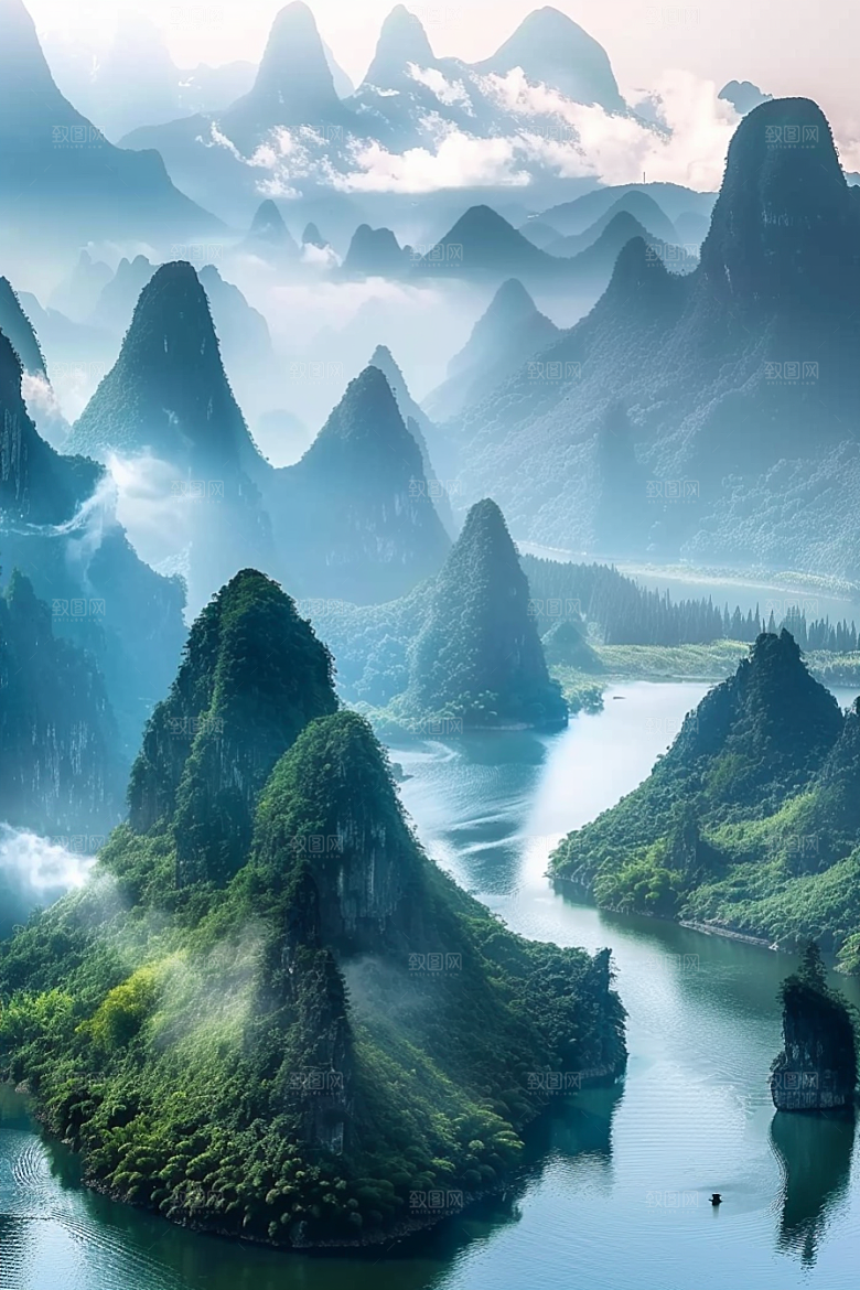 桂林山水漓江旅行摄影图
