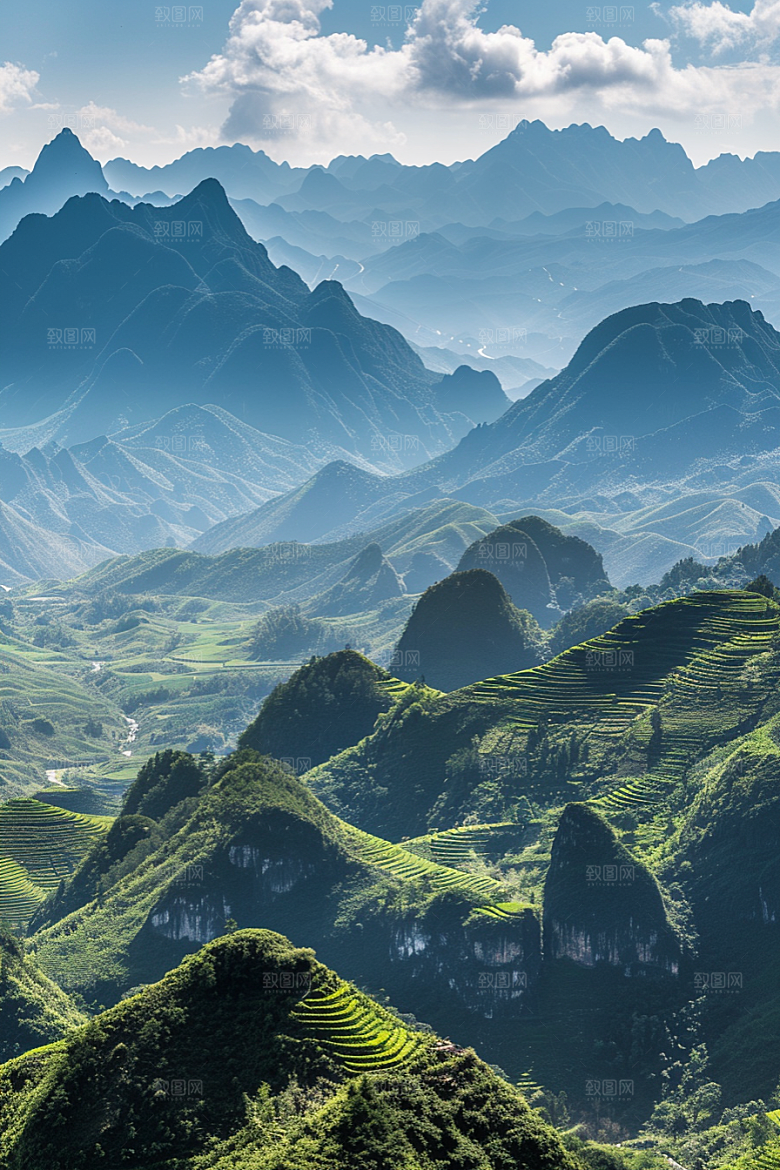 桂林山水喀斯特地貌旅行摄影图