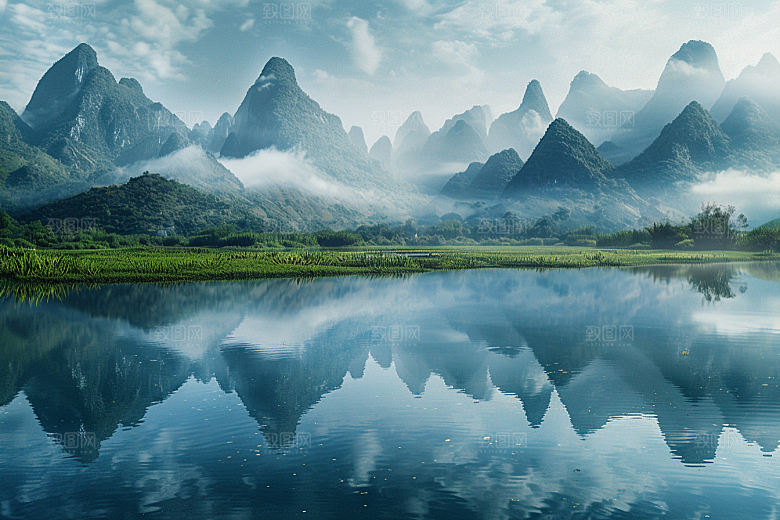 桂林山水风光阳朔摄影图