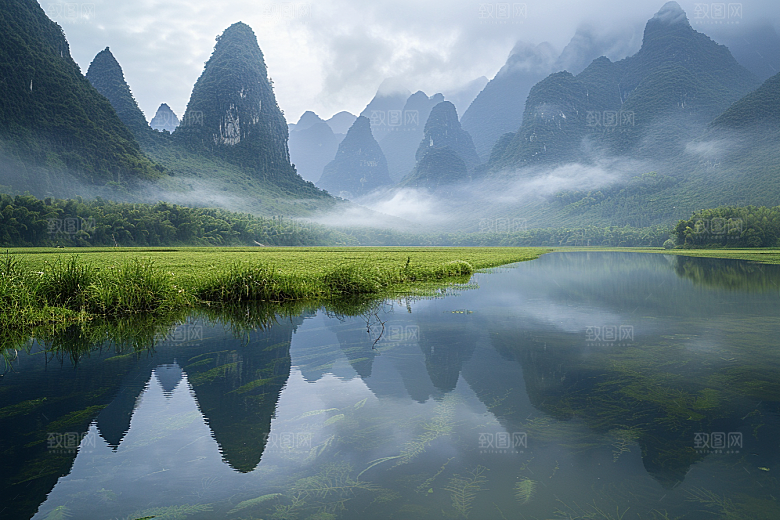 桂林山水风光阳朔摄影图