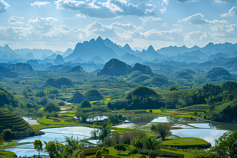 桂林山水河流阳朔摄影图