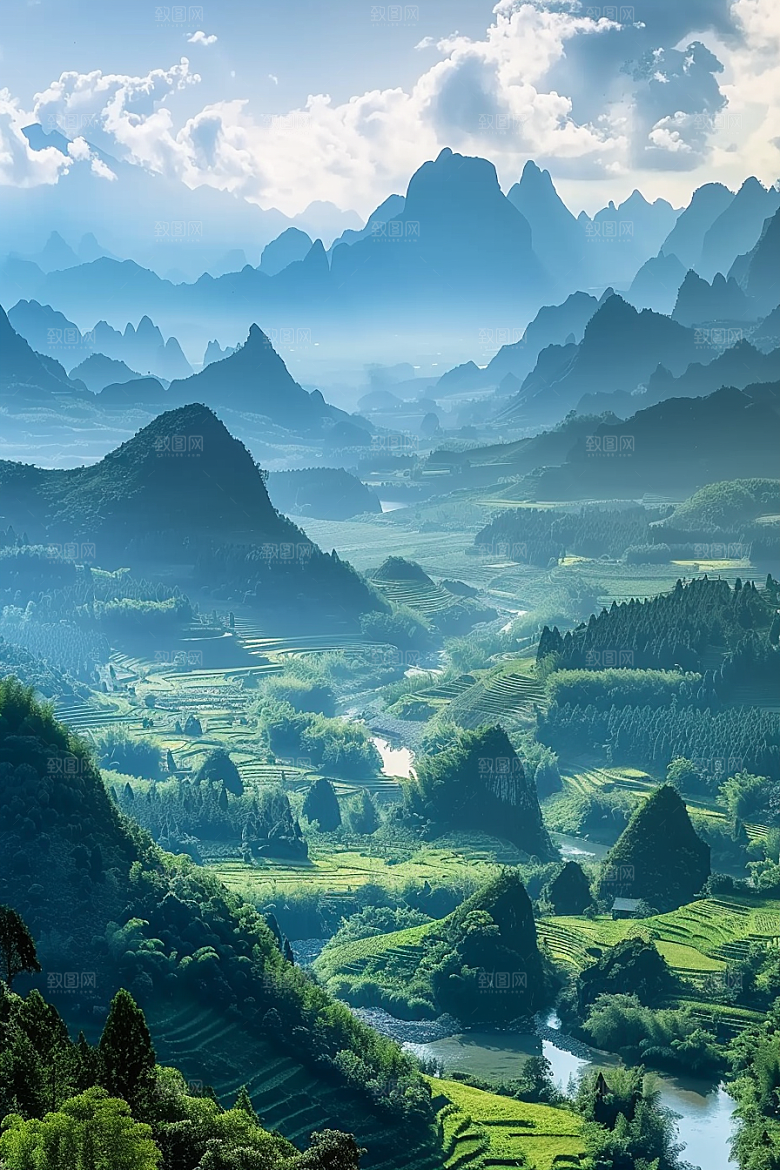 桂林山水阳朔风光摄影图