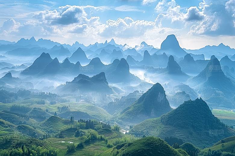 桂林山水风光喀斯特地貌摄影图