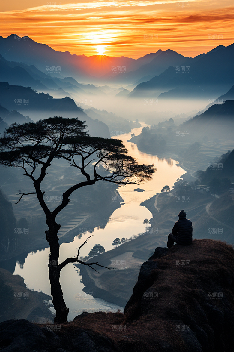 桂林山水漓江喀斯特地貌摄影图