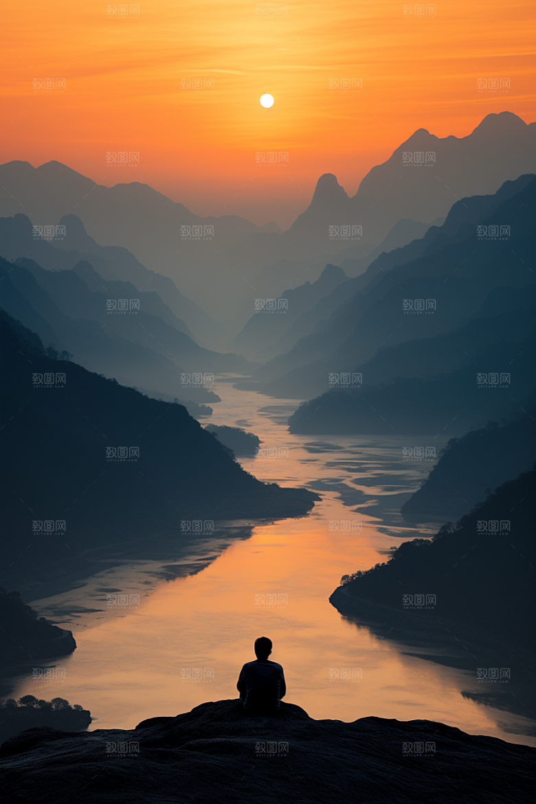 桂林山水漓江山川摄影图