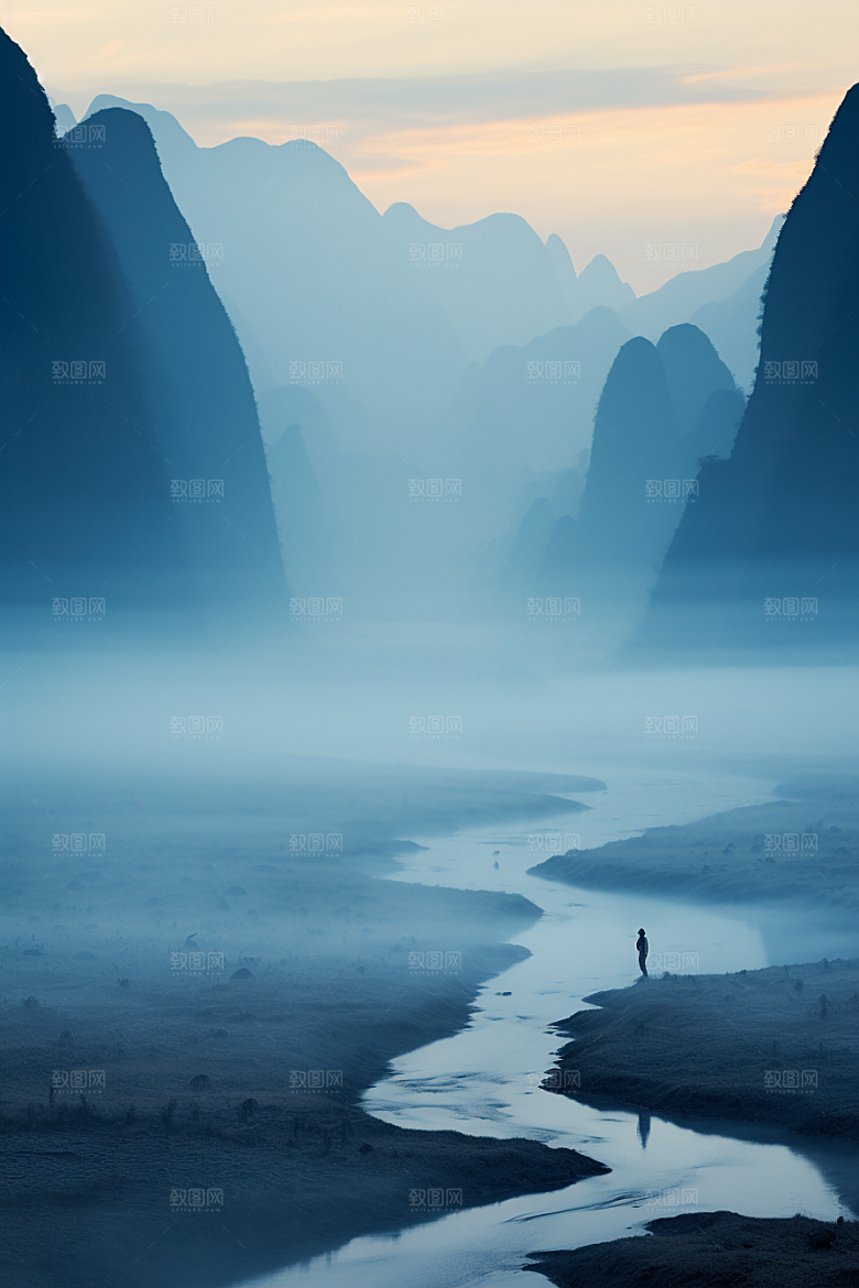 桂林山水旅游阳朔摄影图