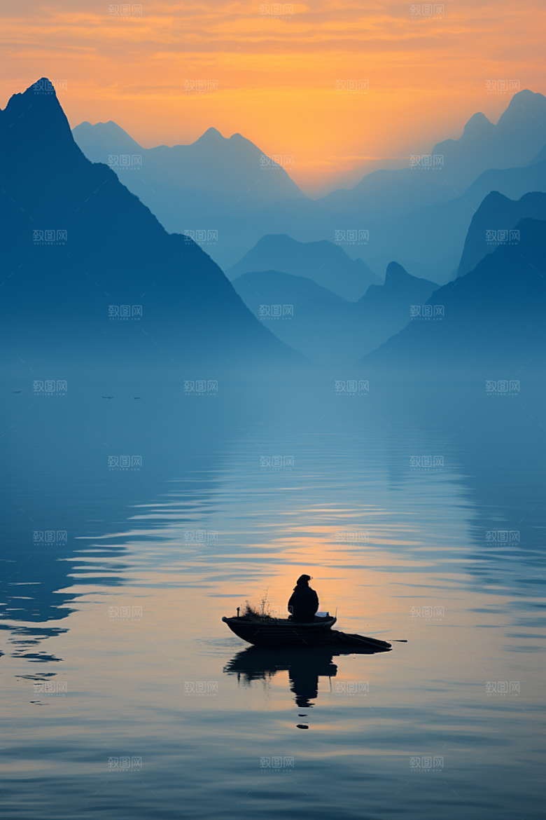 桂林山水喀斯特地貌河流摄影图