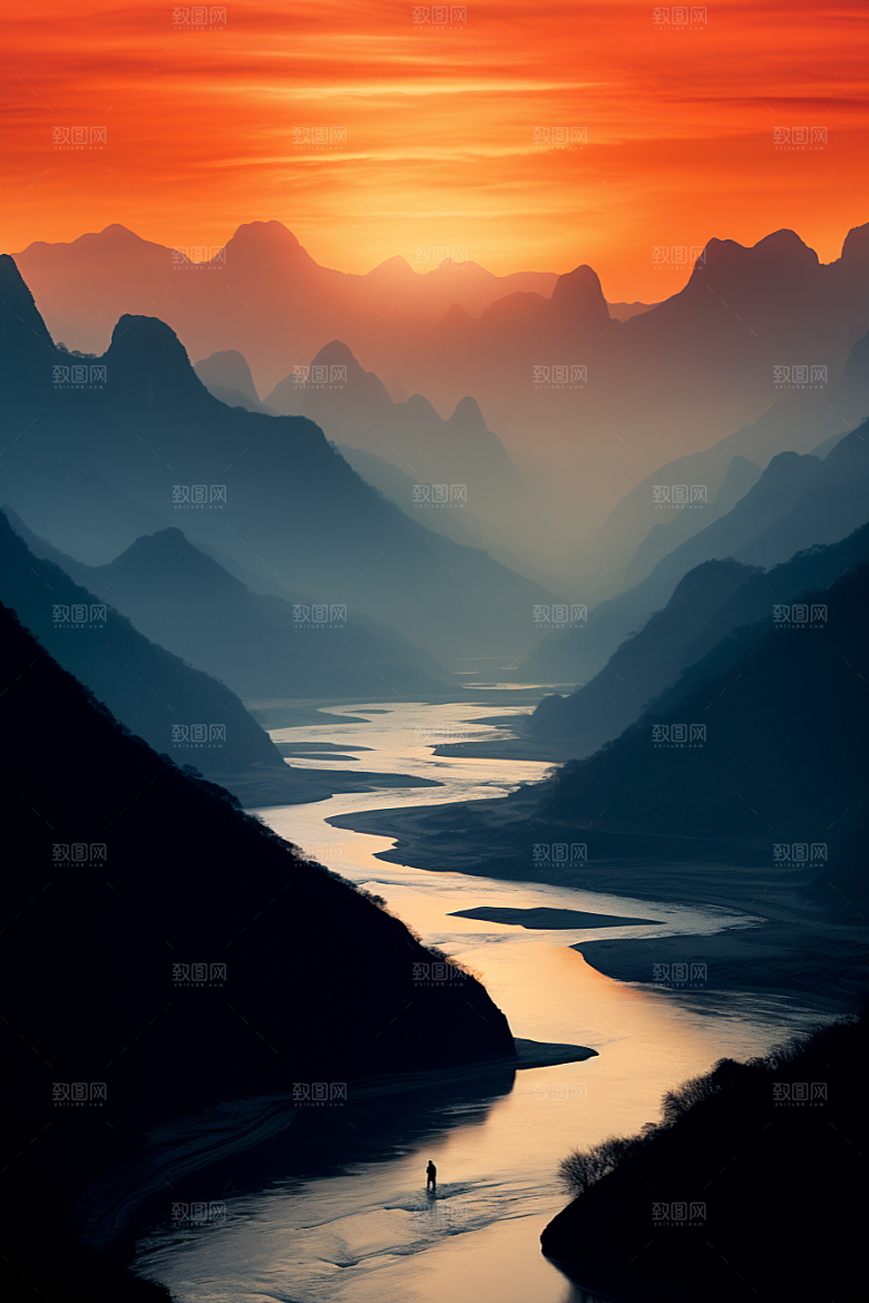 桂林山水旅游漓江摄影图