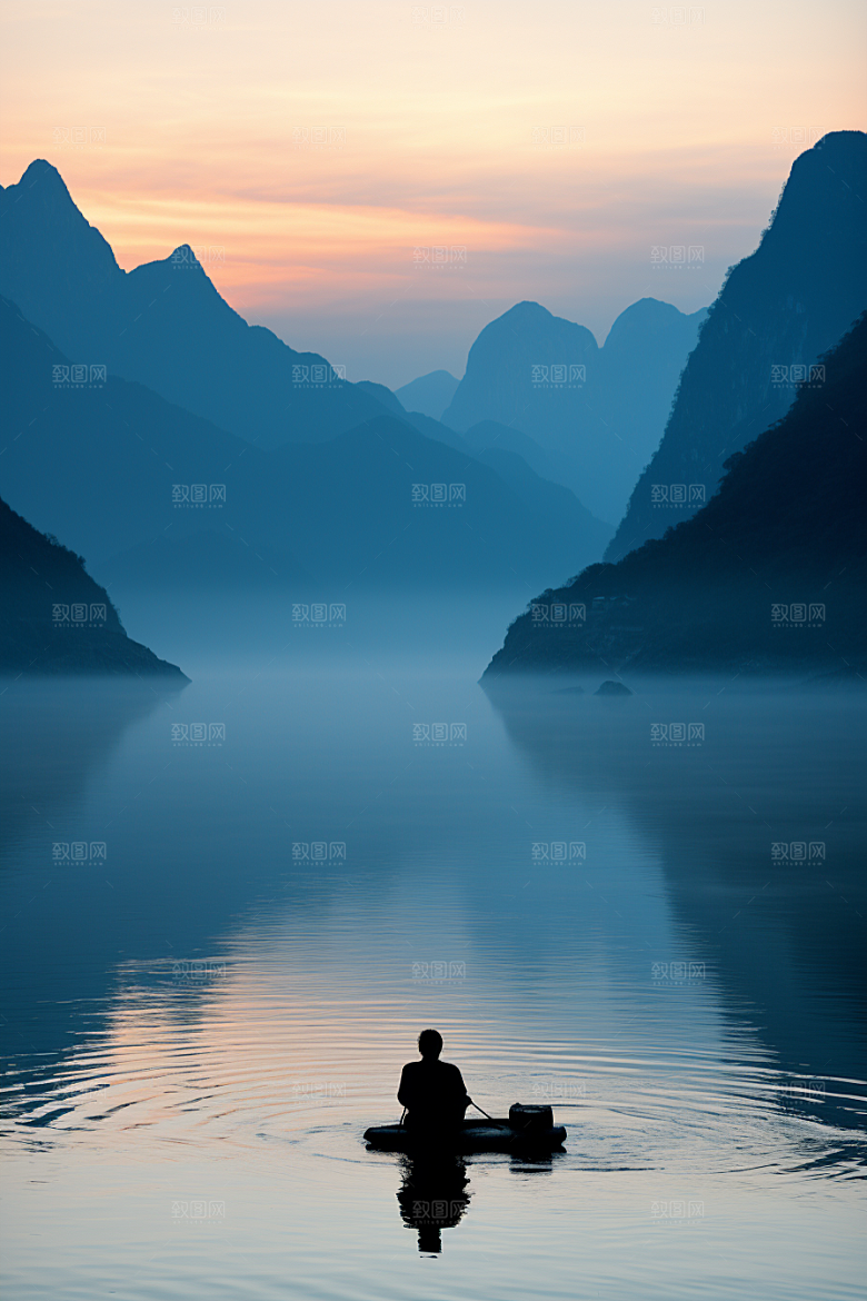 桂林山水河流漓江摄影图