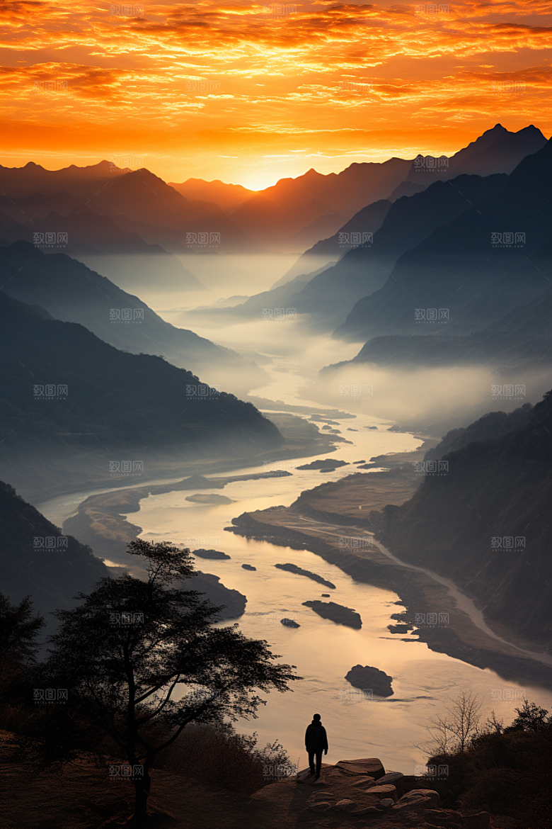 桂林山水河流旅游摄影图