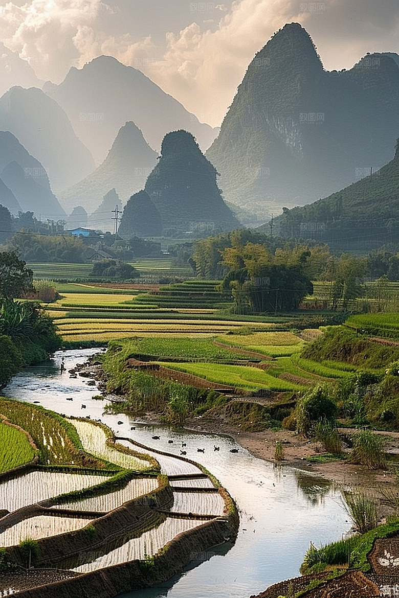 桂林山水风光喀斯特地貌摄影图