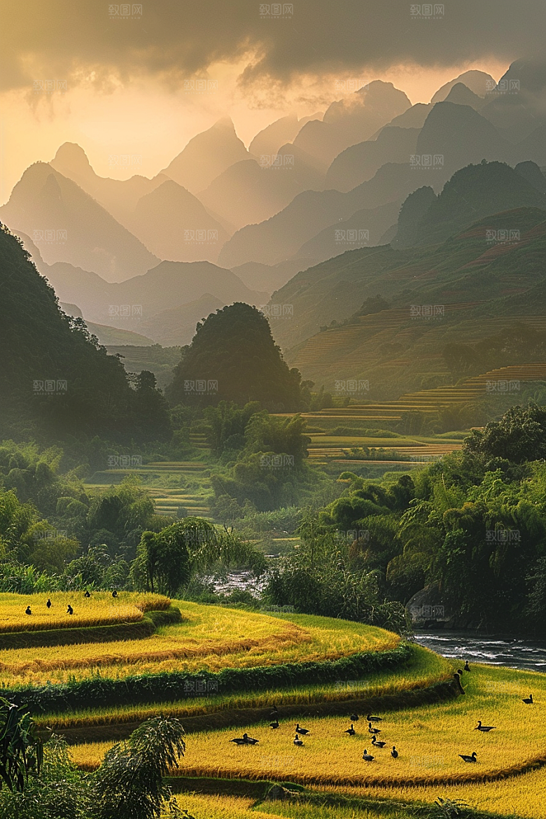 桂林山水河流大气摄影图