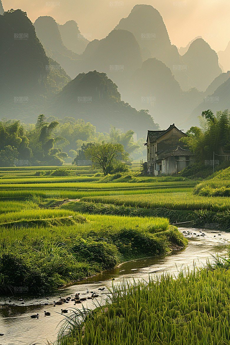 桂林山水广西河流摄影图