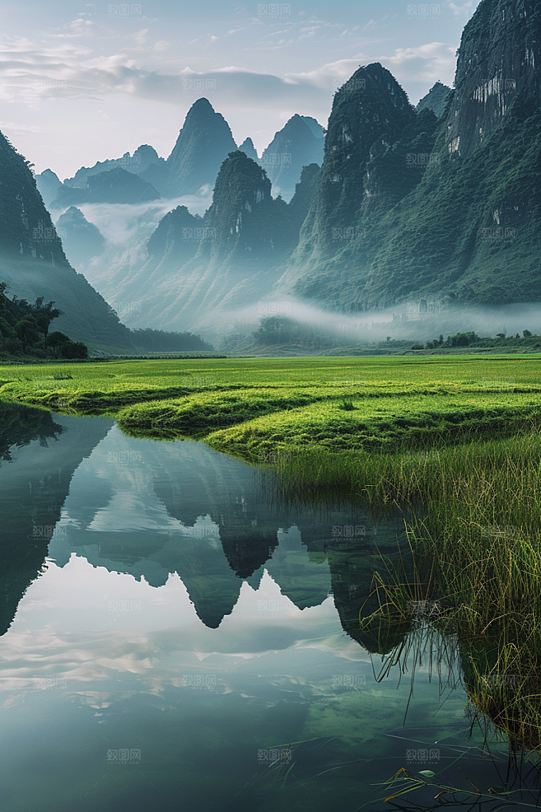 桂林山水广西阳朔摄影图