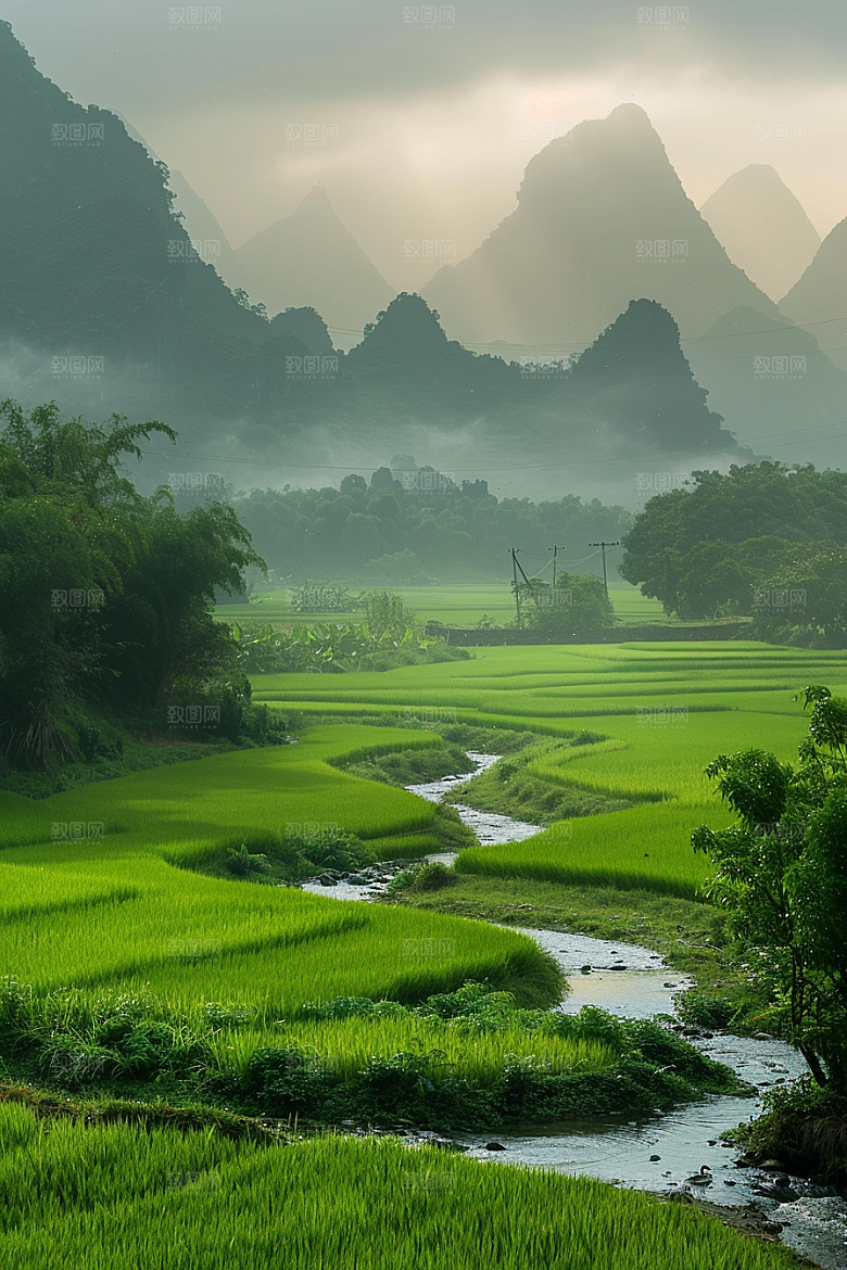 桂林山水自然河流摄影图