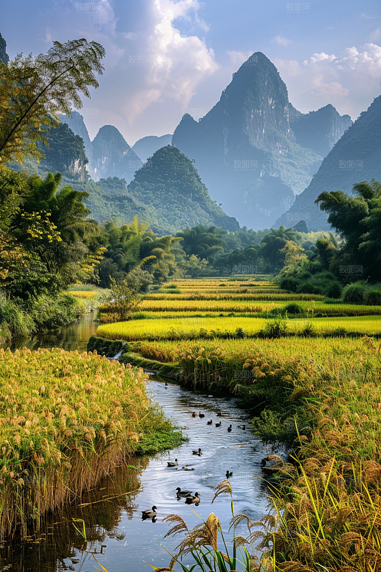 桂林山水旅行广西摄影图