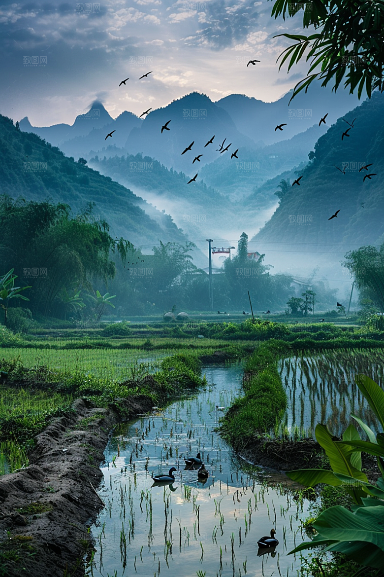 桂林山水喀斯特地貌风光摄影图