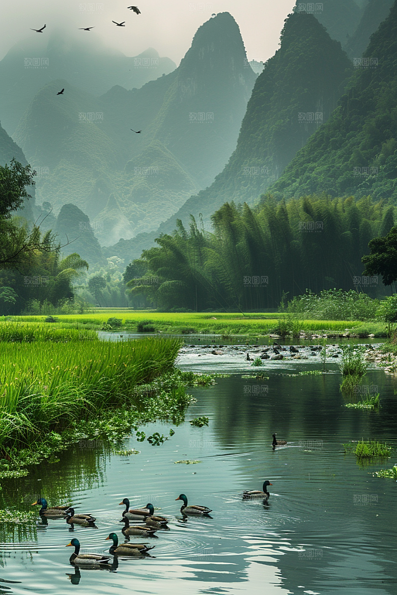 桂林山水阳朔风光摄影图