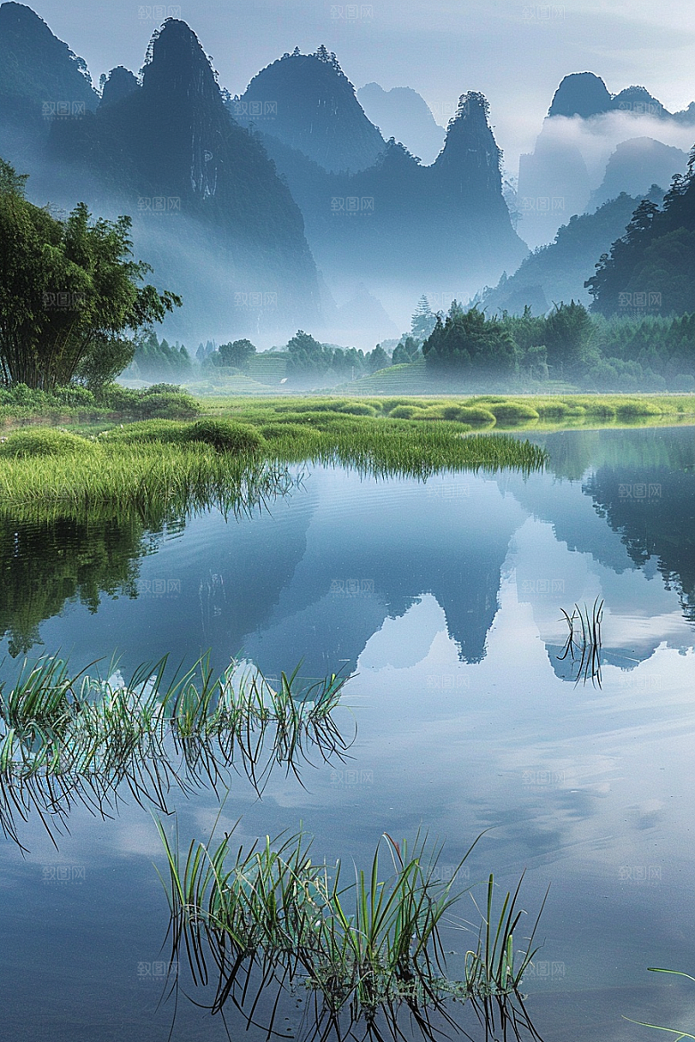 桂林山水广西河流摄影图