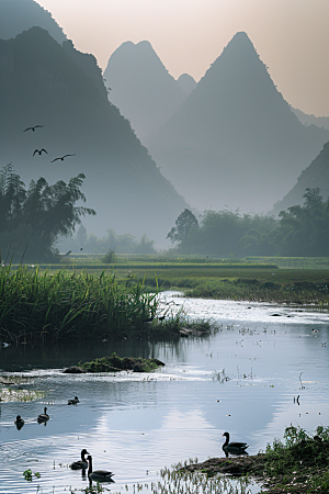 桂林山水河流精致摄影图