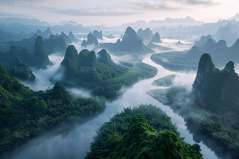 桂林山水河流自然摄影图