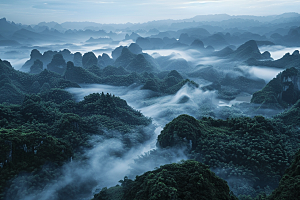 桂林山水喀斯特地貌风光摄影图