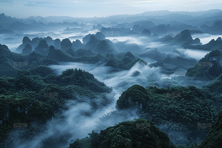 桂林山水喀斯特地貌风光摄影图